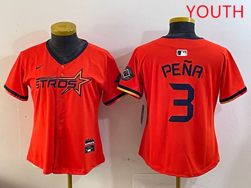 Youth Houston Astros Blank #3 Pena Three generations Joint Name 2025 Nike MLB Jersey style 1